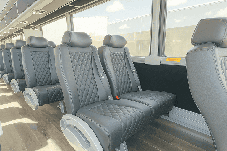 interior of Victorville Minibus Company charter bus